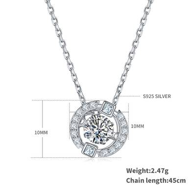 Dancing Dream Circle 0.5ct D Color Moissanite Necklace in S925 Silver Platinum Plated
